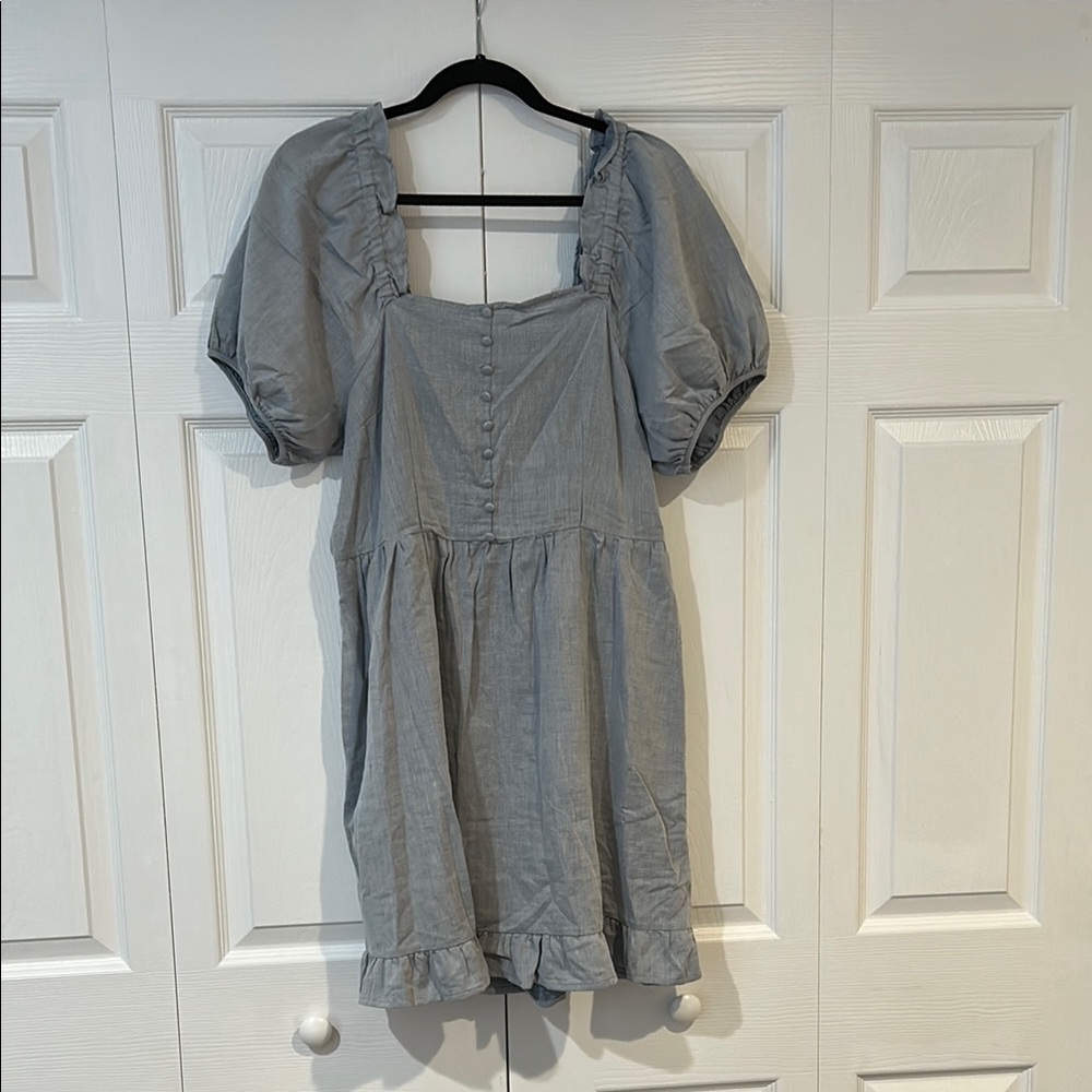 Who What Wear Light Blue Puff Sleeve Dress